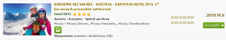 RODZINNE SKI SAFARI - AUSTRIA - KARYNTIA HOTEL ERTL 4*