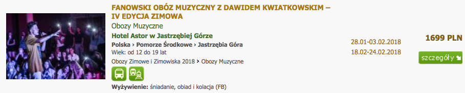 Zimowy Obóz Muzyczny z Dawidem Kwiatkowskim