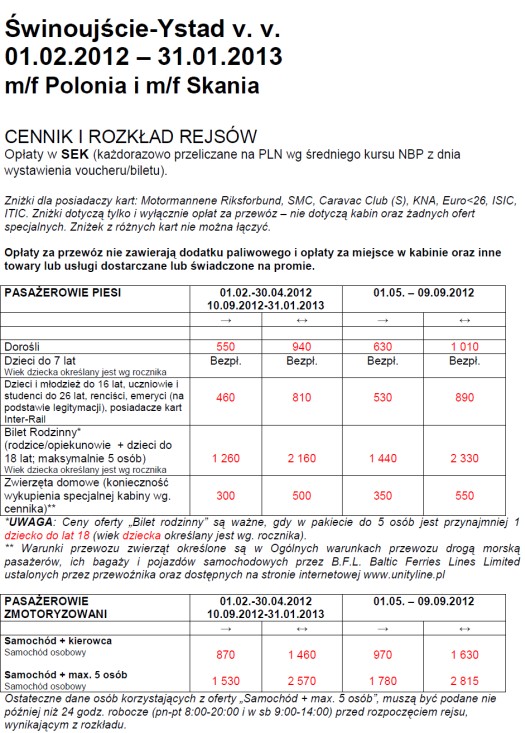 Cennik Unity Line 2012 .1