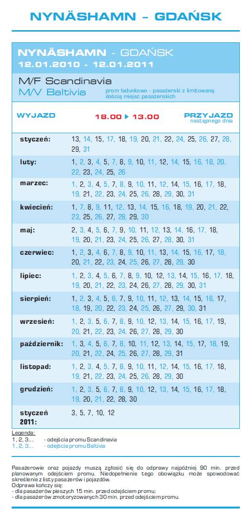 Cennik - bilety promowe: Gdańsk - nynashamn 2010 /2